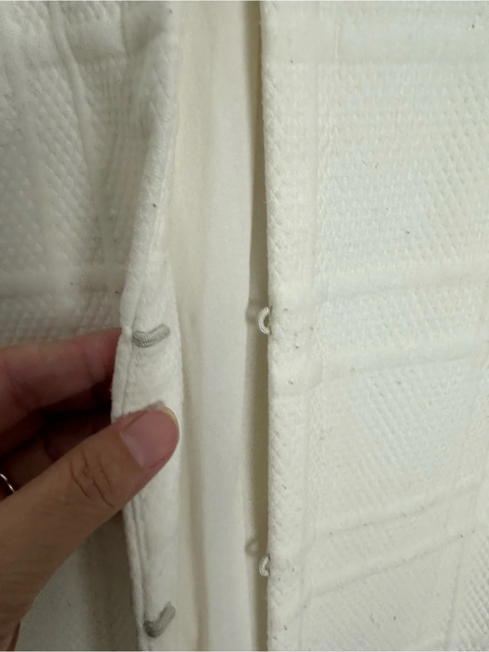 Chico's Cream Textured knit duster